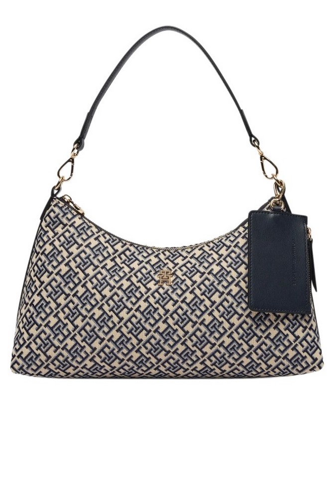 TOMMY HILFIGER ICON SHOULDER BAG JACQUARD ΤΣΑΝΤΑ ΓΥΝΑΙΚΕΙΑ NAVY/ECRU
