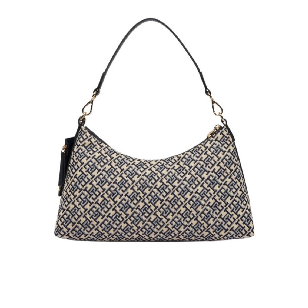 TOMMY HILFIGER ICON SHOULDER BAG JACQUARD ΤΣΑΝΤΑ ΓΥΝΑΙΚΕΙΑ NAVY/ECRU