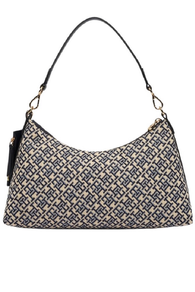 TOMMY HILFIGER ICON SHOULDER BAG JACQUARD ΤΣΑΝΤΑ ΓΥΝΑΙΚΕΙΑ NAVY/ECRU