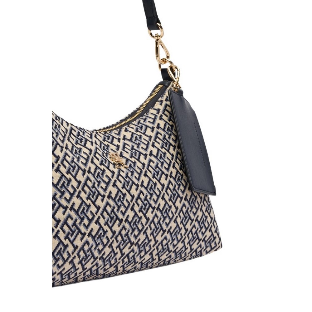 TOMMY HILFIGER ICON SHOULDER BAG JACQUARD ΤΣΑΝΤΑ ΓΥΝΑΙΚΕΙΑ NAVY/ECRU