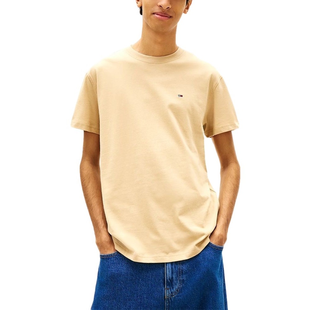 TOMMY JEANS REG SFLAG T-SHIRT ΜΠΛΟΥΖΑ ΑΝΔΡΙΚΗ BEIGE