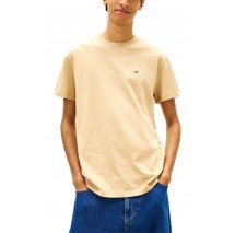 TOMMY JEANS REG SFLAG T-SHIRT ΜΠΛΟΥΖΑ ΑΝΔΡΙΚΗ BEIGE