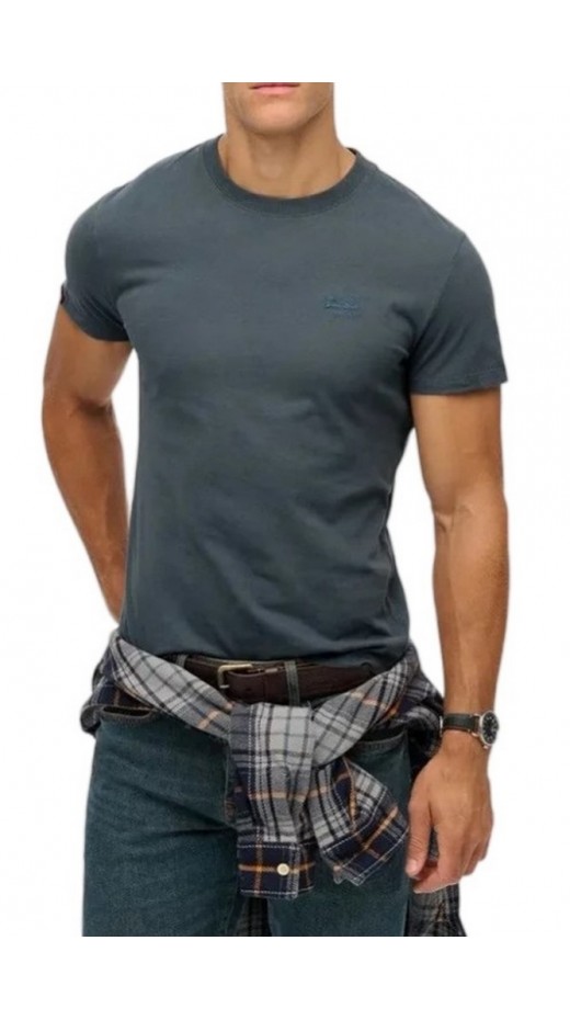 SUPERDRY D1 ESSENTIAL LOGO EMB T-SHIRT ΜΠΛΟΥΖΑ ΑΝΔΡΙΚΗ BLUE GREY