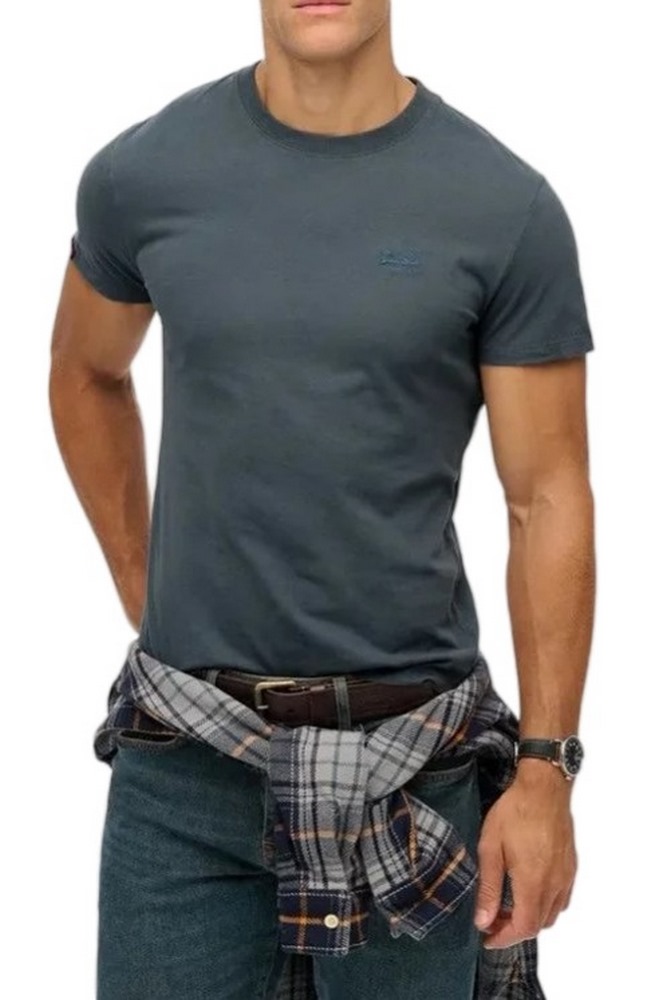 SUPERDRY D1 ESSENTIAL LOGO EMB T-SHIRT ΜΠΛΟΥΖΑ ΑΝΔΡΙΚΗ BLUE GREY