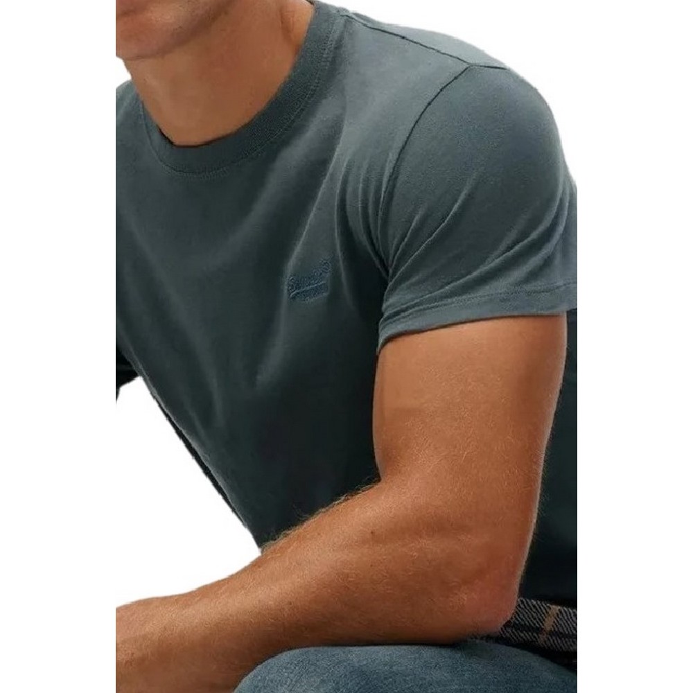 SUPERDRY D1 ESSENTIAL LOGO EMB T-SHIRT ΜΠΛΟΥΖΑ ΑΝΔΡΙΚΗ BLUE GREY