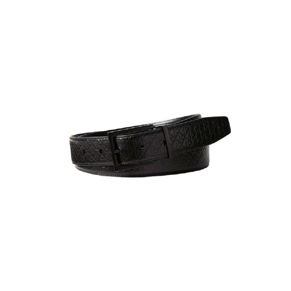 CALVIN KLEIN SQUARE BUCKLE SMOOTH W/ AOP 32MM ΖΩΝΗ ΑΝΔΡΙΚΗ BLACK/BLACK