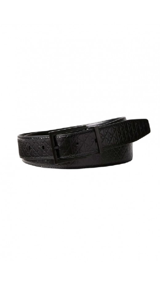 CALVIN KLEIN SQUARE BUCKLE SMOOTH W/ AOP 32MM ΖΩΝΗ ΑΝΔΡΙΚΗ BLACK/BLACK