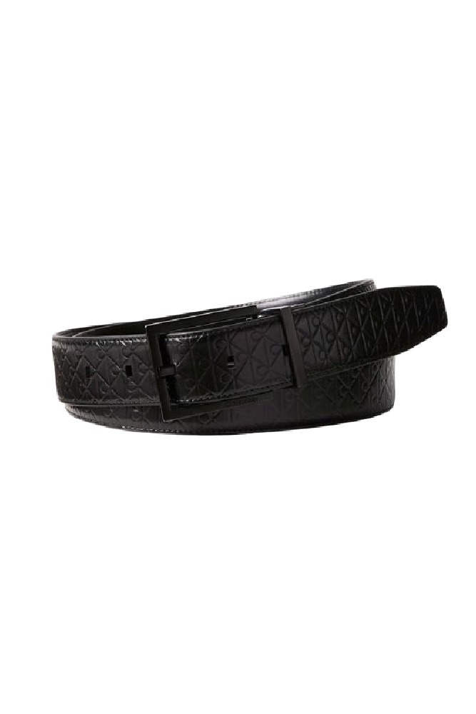 CALVIN KLEIN SQUARE BUCKLE SMOOTH W/ AOP 32MM ΖΩΝΗ ΑΝΔΡΙΚΗ BLACK/BLACK