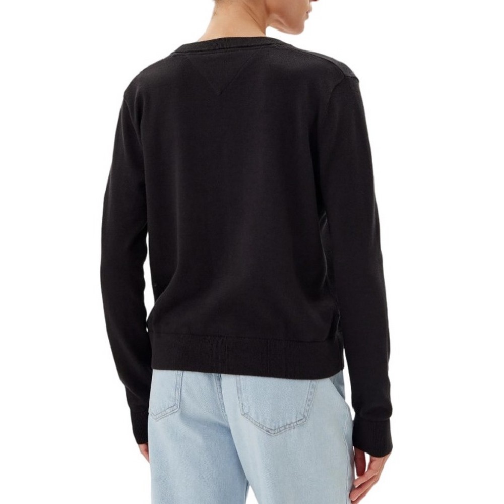 TOMMY JEANS ESSENTIAL VNECK SWEATER EXT ΠΛΕΚΤΗ ΜΠΛΟΥΖΑ ΓΥΝΑΙΚΕΙΑ BLACK