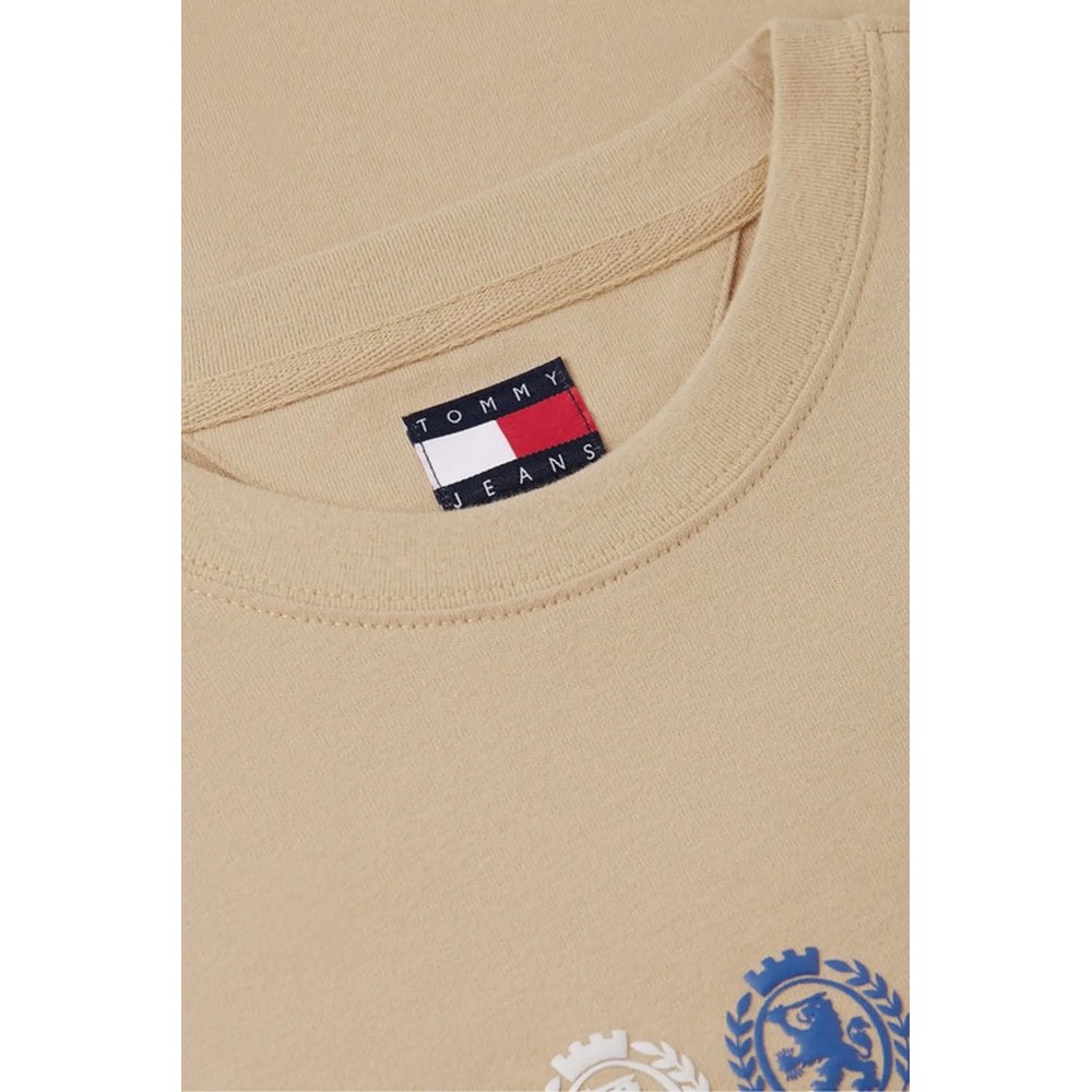 TOMMY JEANS RLX CREST REPEAT T-SHIRT ΜΠΛΟΥΖΑ ΑΝΔΡΙΚΗ BEIGE