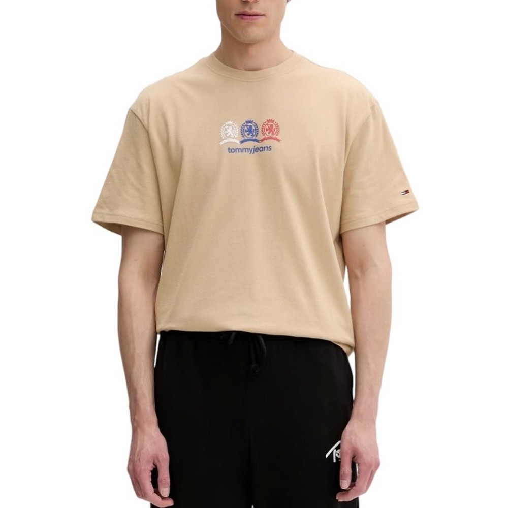 TOMMY JEANS RLX CREST REPEAT T-SHIRT ΜΠΛΟΥΖΑ ΑΝΔΡΙΚΗ BEIGE