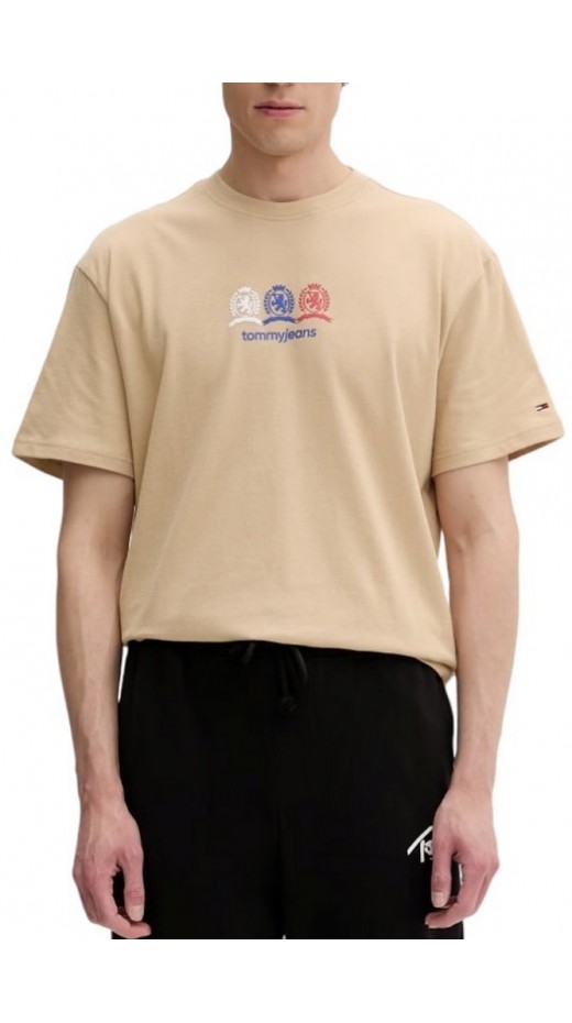 TOMMY JEANS RLX CREST REPEAT T-SHIRT ΜΠΛΟΥΖΑ ΑΝΔΡΙΚΗ BEIGE