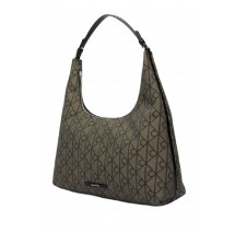 CALVIN KLEIN EMBLEM JACQUARD SHOULDER BAG ΤΣΑΝΤΑ ΓΥΝΑΙΚΕΙΑ BLACK/BROWN