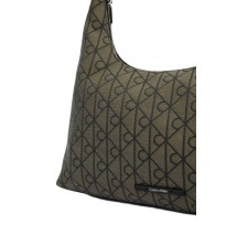 CALVIN KLEIN EMBLEM JACQUARD SHOULDER BAG ΤΣΑΝΤΑ ΓΥΝΑΙΚΕΙΑ BLACK/BROWN