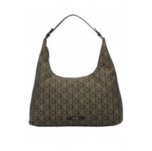 CALVIN KLEIN EMBLEM JACQUARD SHOULDER BAG ΤΣΑΝΤΑ ΓΥΝΑΙΚΕΙΑ BLACK/BROWN