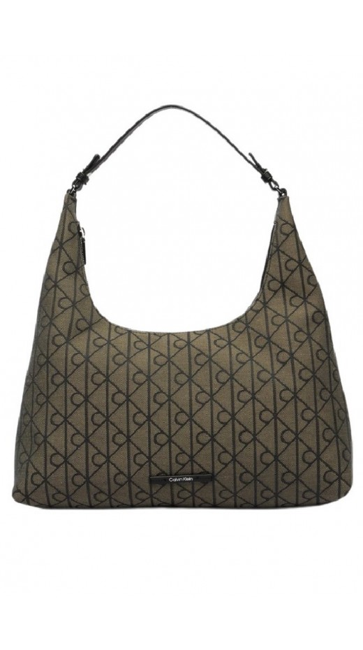 CALVIN KLEIN EMBLEM JACQUARD SHOULDER BAG ΤΣΑΝΤΑ ΓΥΝΑΙΚΕΙΑ BLACK/BROWN