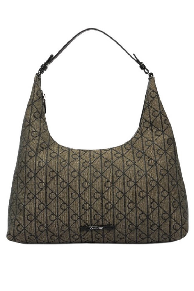 CALVIN KLEIN EMBLEM JACQUARD SHOULDER BAG ΤΣΑΝΤΑ ΓΥΝΑΙΚΕΙΑ BLACK/BROWN