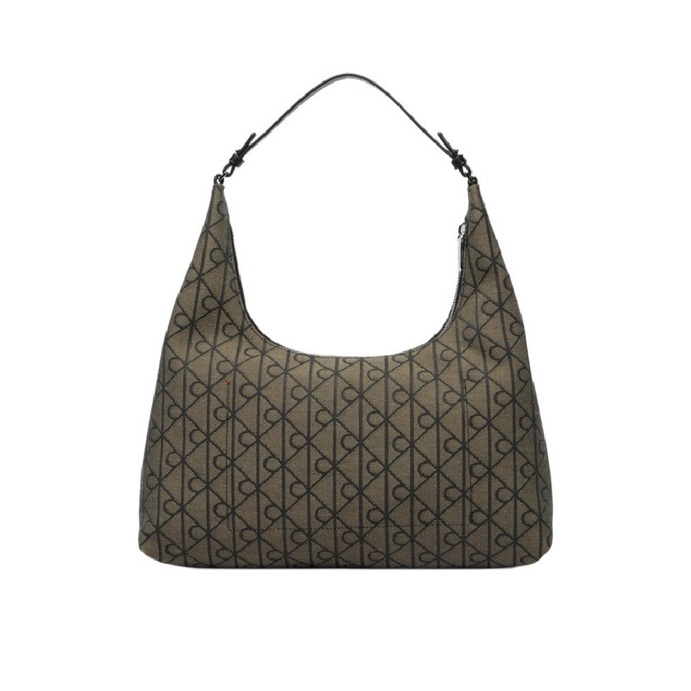 CALVIN KLEIN EMBLEM JACQUARD SHOULDER BAG ΤΣΑΝΤΑ ΓΥΝΑΙΚΕΙΑ BLACK/BROWN
