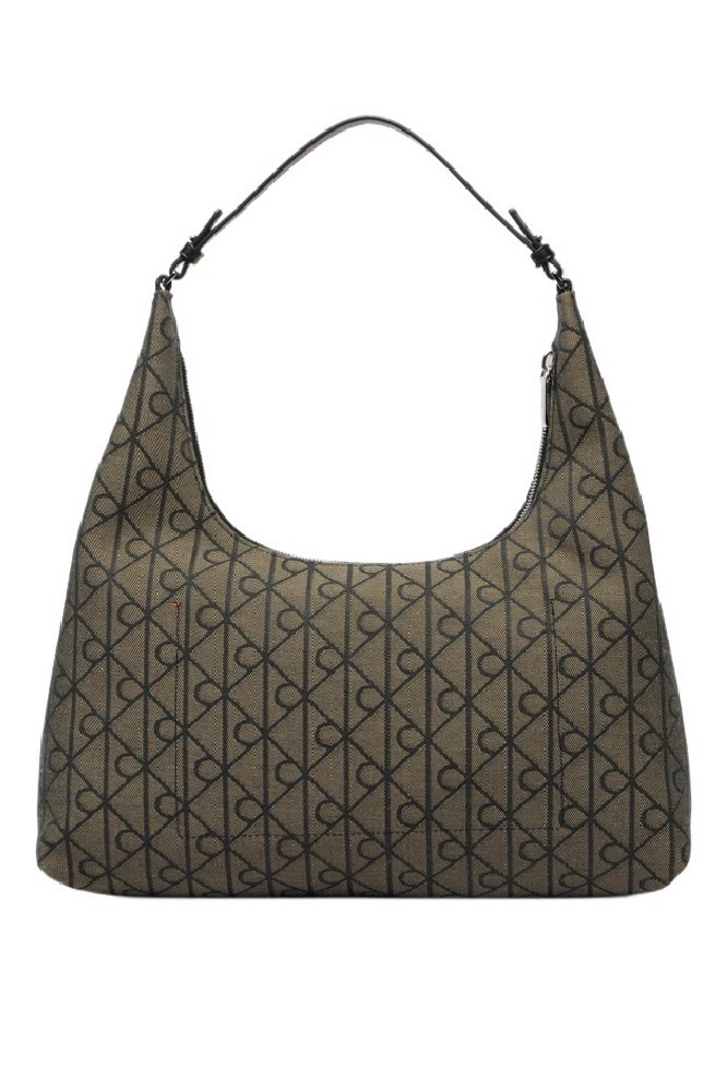 CALVIN KLEIN EMBLEM JACQUARD SHOULDER BAG ΤΣΑΝΤΑ ΓΥΝΑΙΚΕΙΑ BLACK/BROWN