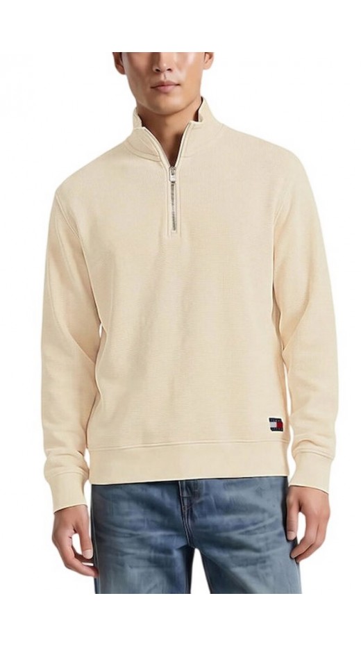 TOMMY JEANS RLX WASHED WAFFLE QZ EXT ΦΟΥΤΕΡ ΜΠΛΟΥΖΑ ΑΝΔΡΙΚΗ CREAMY WHITE
