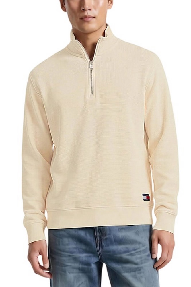 TOMMY JEANS RLX WASHED WAFFLE QZ EXT ΦΟΥΤΕΡ ΜΠΛΟΥΖΑ ΑΝΔΡΙΚΗ CREAMY WHITE