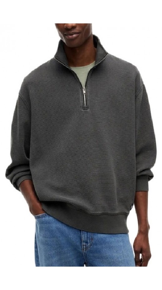 TOMMY JEANS RLX WASHED WAFFLE QZ EXT ΦΟΥΤΕΡ ΜΠΛΟΥΖΑ ΑΝΔΡΙΚΗ WASHED BLACK