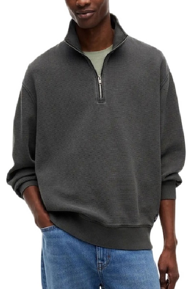 TOMMY JEANS RLX WASHED WAFFLE QZ EXT ΦΟΥΤΕΡ ΜΠΛΟΥΖΑ ΑΝΔΡΙΚΗ WASHED BLACK