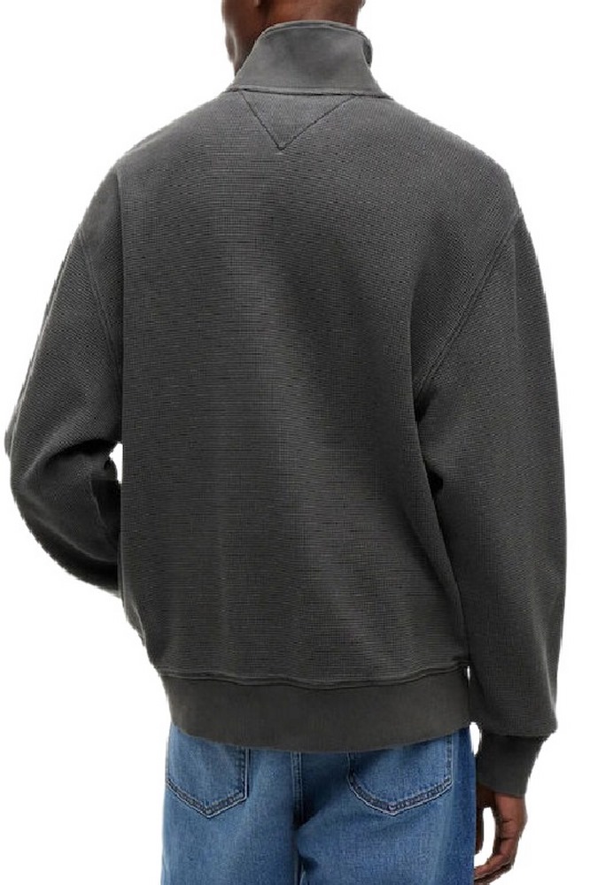 TOMMY JEANS RLX WASHED WAFFLE QZ EXT ΦΟΥΤΕΡ ΜΠΛΟΥΖΑ ΑΝΔΡΙΚΗ WASHED BLACK