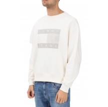 TOMMY JEANS 90S DISTRESSED FLAG CREW ΦΟΥΤΕΡ ΜΠΛΟΥΖΑ ΑΝΔΡΙΚΗ OFF WHITE