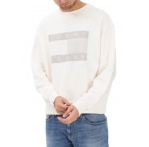 TOMMY JEANS 90S DISTRESSED FLAG CREW ΦΟΥΤΕΡ ΜΠΛΟΥΖΑ ΑΝΔΡΙΚΗ OFF WHITE