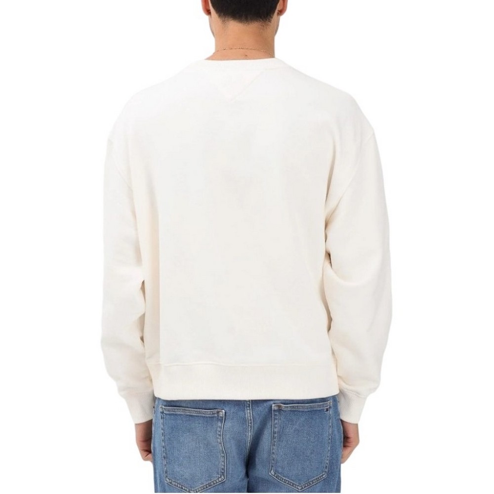 TOMMY JEANS 90S DISTRESSED FLAG CREW ΦΟΥΤΕΡ ΜΠΛΟΥΖΑ ΑΝΔΡΙΚΗ OFF WHITE