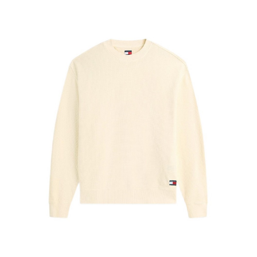 TOMMY JEANS RLX WASHED WAFFLE CREW EXT ΦΟΥΤΕΡ ΜΠΛΟΥΖΑ ΑΝΔΡΙΚΗ CREAMY WHITE