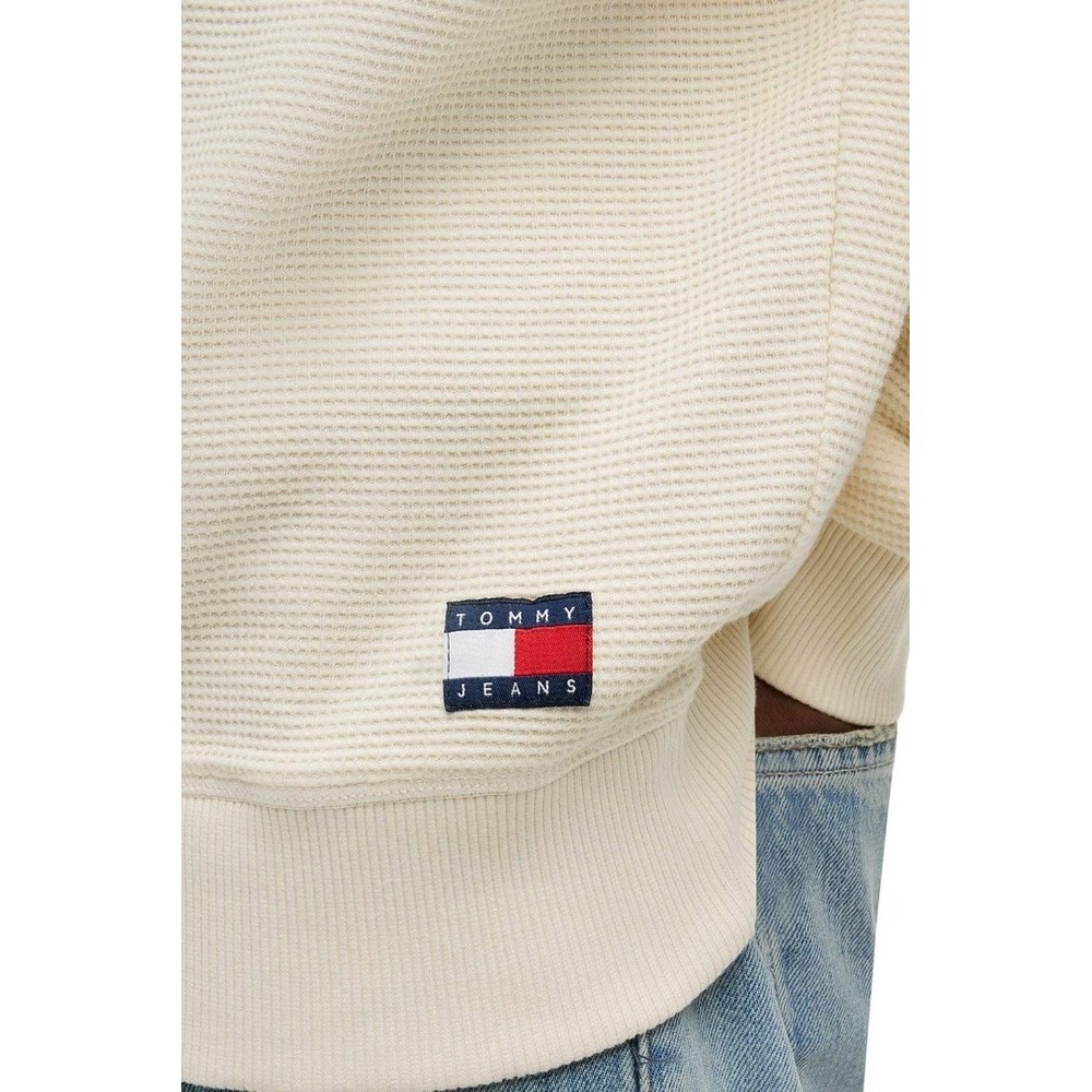 TOMMY JEANS RLX WASHED WAFFLE CREW EXT ΦΟΥΤΕΡ ΜΠΛΟΥΖΑ ΑΝΔΡΙΚΗ CREAMY WHITE