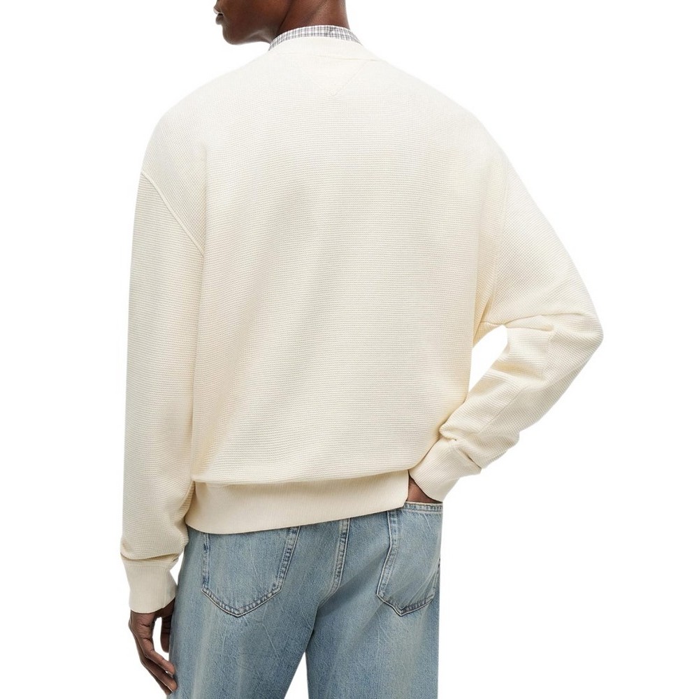TOMMY JEANS RLX WASHED WAFFLE CREW EXT ΦΟΥΤΕΡ ΜΠΛΟΥΖΑ ΑΝΔΡΙΚΗ CREAMY WHITE
