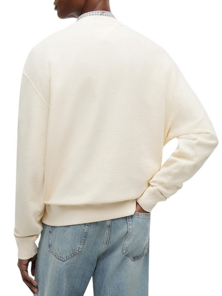 TOMMY JEANS RLX WASHED WAFFLE CREW EXT ΦΟΥΤΕΡ ΜΠΛΟΥΖΑ ΑΝΔΡΙΚΗ CREAMY WHITE