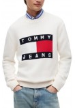 TOMMY JEANS REG FLAG SWEATER CNCK ΠΛΕΚΤΗ ΜΠΛΟΥΖΑ ΑΝΔΡΙΚΗ OFF WHITE