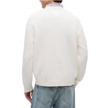 TOMMY JEANS REG FLAG SWEATER CNCK ΠΛΕΚΤΗ ΜΠΛΟΥΖΑ ΑΝΔΡΙΚΗ OFF WHITE