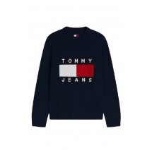TOMMY JEANS REG FLAG SWEATER CNCK ΠΛΕΚΤΗ ΜΠΛΟΥΖΑ ΑΝΔΡΙΚΗ NAVY