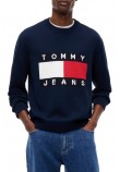 TOMMY JEANS REG FLAG SWEATER CNCK ΠΛΕΚΤΗ ΜΠΛΟΥΖΑ ΑΝΔΡΙΚΗ NAVY