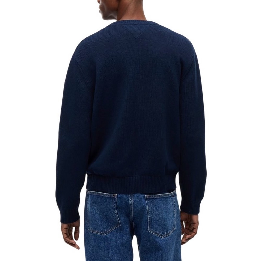 TOMMY JEANS REG FLAG SWEATER CNCK ΠΛΕΚΤΗ ΜΠΛΟΥΖΑ ΑΝΔΡΙΚΗ NAVY