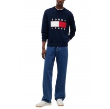 TOMMY JEANS REG FLAG SWEATER CNCK ΠΛΕΚΤΗ ΜΠΛΟΥΖΑ ΑΝΔΡΙΚΗ NAVY