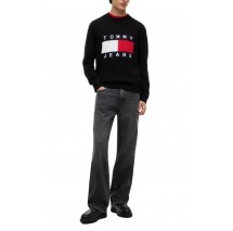 TOMMY JEANS REG FLAG SWEATER CNCK ΠΛΕΚΤΗ ΜΠΛΟΥΖΑ ΑΝΔΡΙΚΗ BLACK