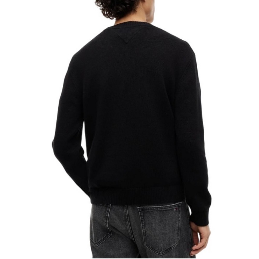 TOMMY JEANS REG FLAG SWEATER CNCK ΠΛΕΚΤΗ ΜΠΛΟΥΖΑ ΑΝΔΡΙΚΗ BLACK