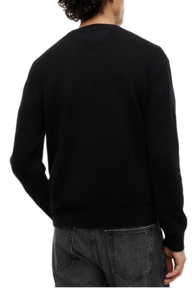 TOMMY JEANS REG FLAG SWEATER CNCK ΠΛΕΚΤΗ ΜΠΛΟΥΖΑ ΑΝΔΡΙΚΗ BLACK