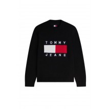 TOMMY JEANS REG FLAG SWEATER CNCK ΠΛΕΚΤΗ ΜΠΛΟΥΖΑ ΑΝΔΡΙΚΗ BLACK