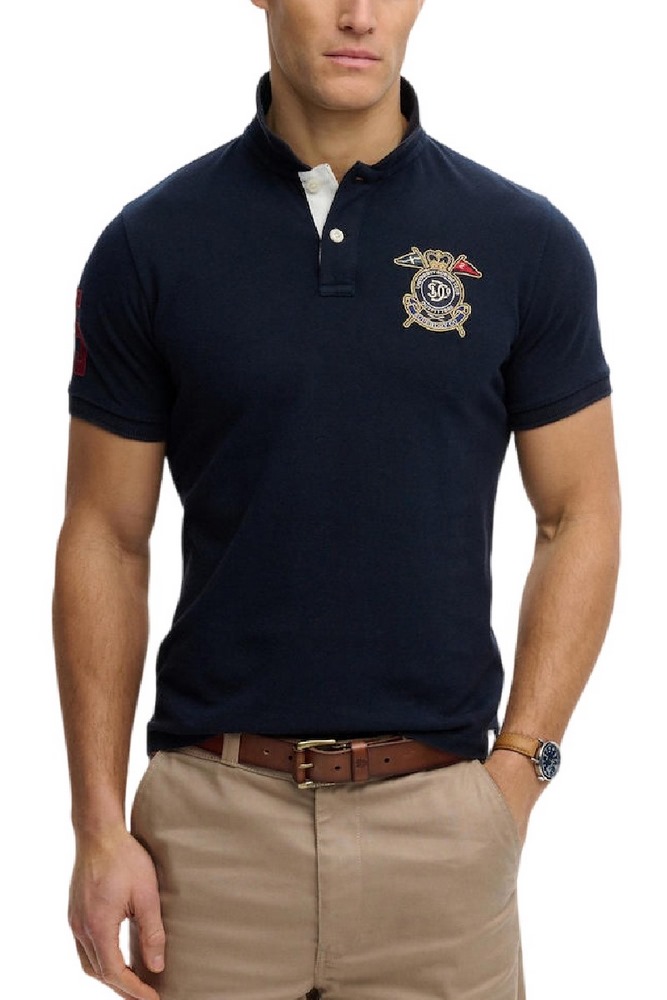 SUPERDRY D2 CREST POLO T-SHIRT ΜΠΛΟΥΖΑ ΑΝΔΡΙΚΗ DARK NAVY