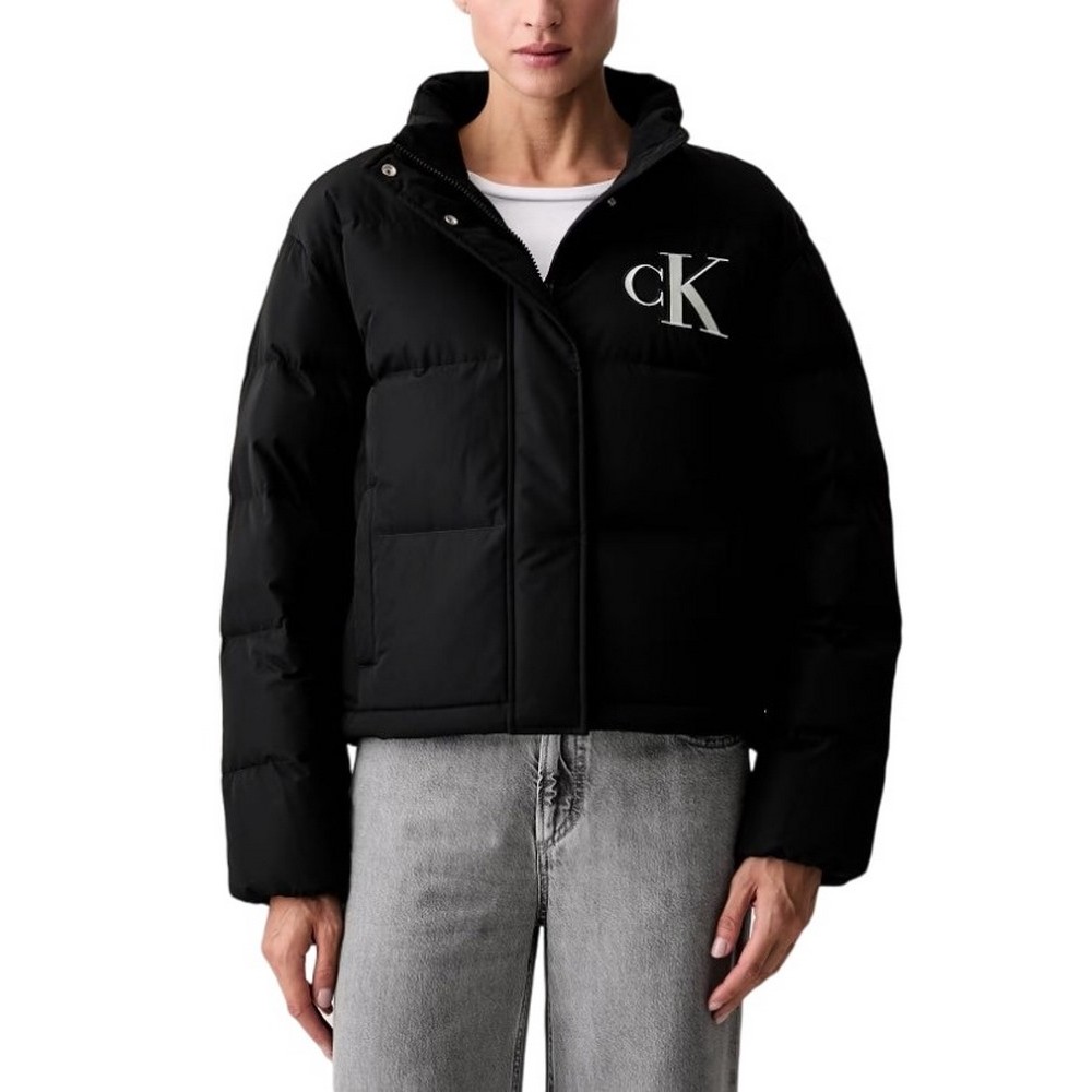 CALVIN KLEIN JEANS MATTE MW PATCH LOGO DOWN PUFFER ΜΠΟΥΦΑΝ ΓΥΝΑΙΚΕΙΟ BLACK