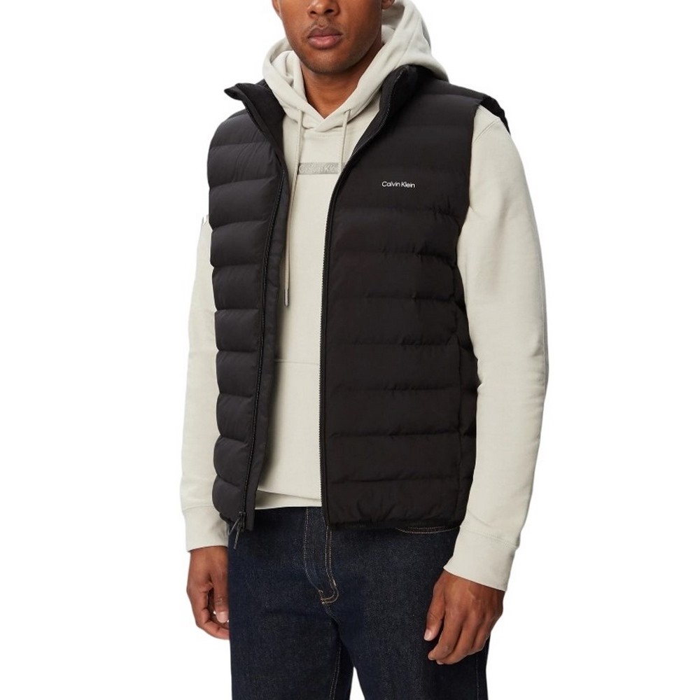 CALVIN KLEIN CLASSIC LTWT NYLON CHANNELED PUF ΑΜΑΝΙΚΟ ΜΠΟΥΦΑΝ ΑΝΔΡΙΚΟ BLACK