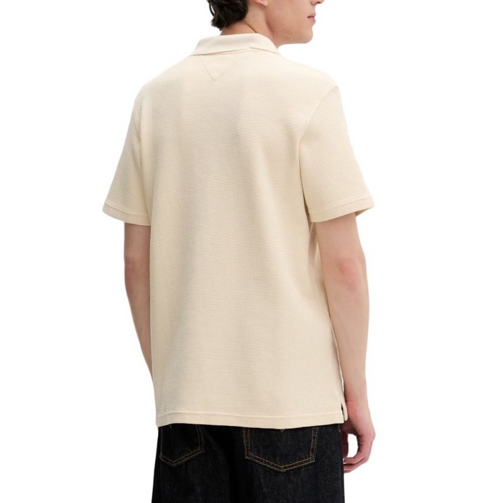 TOMMY JEANS  REG WASHED WAFFLE POLO T-SHIRT ΜΠΛΟΥΖΑ ΑΝΔΡΙΚΗ BEIGE
