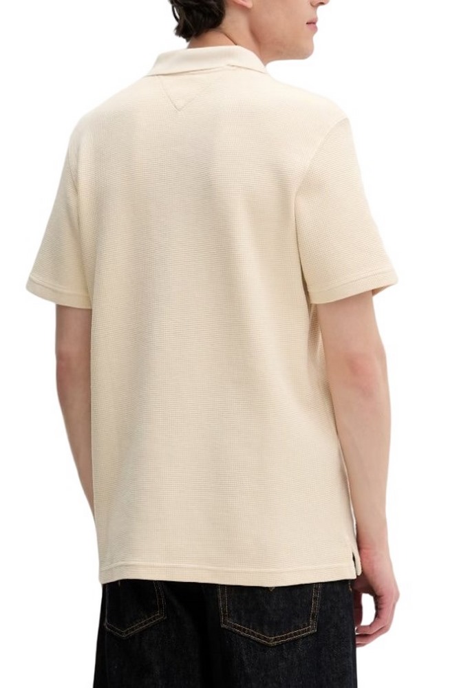 TOMMY JEANS  REG WASHED WAFFLE POLO T-SHIRT ΜΠΛΟΥΖΑ ΑΝΔΡΙΚΗ BEIGE